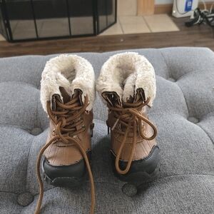 Brown and Black Fur-Lined Boots